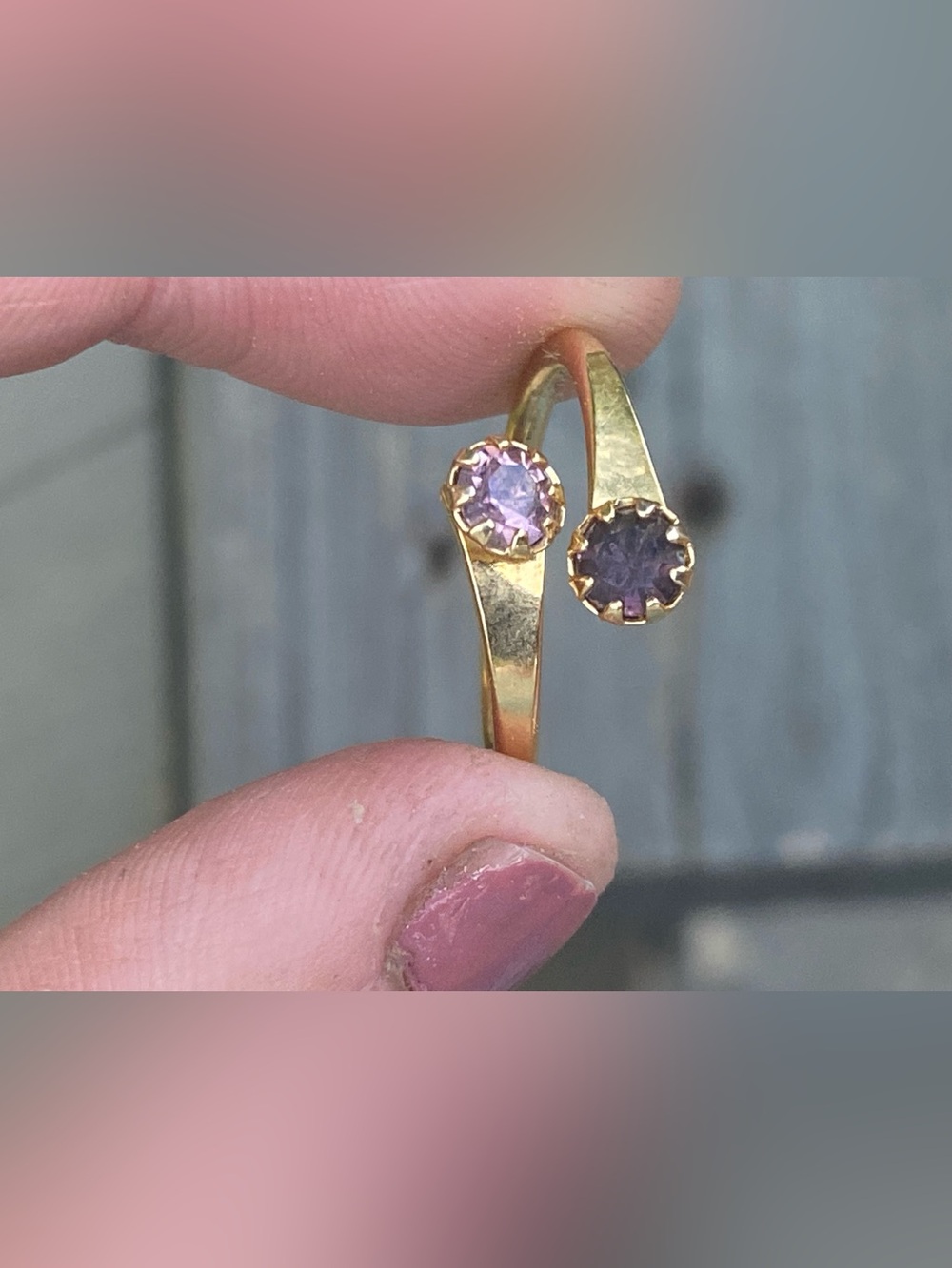 Gold-Tone Open Ring with Purple Stones “Day and Night Lilac” 🦄🧘‍♀️